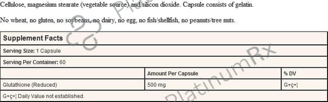 Jarrow Formulas Glutathione Reduced 500mg Capsule - Intracellular Antioxidant 60 capsules