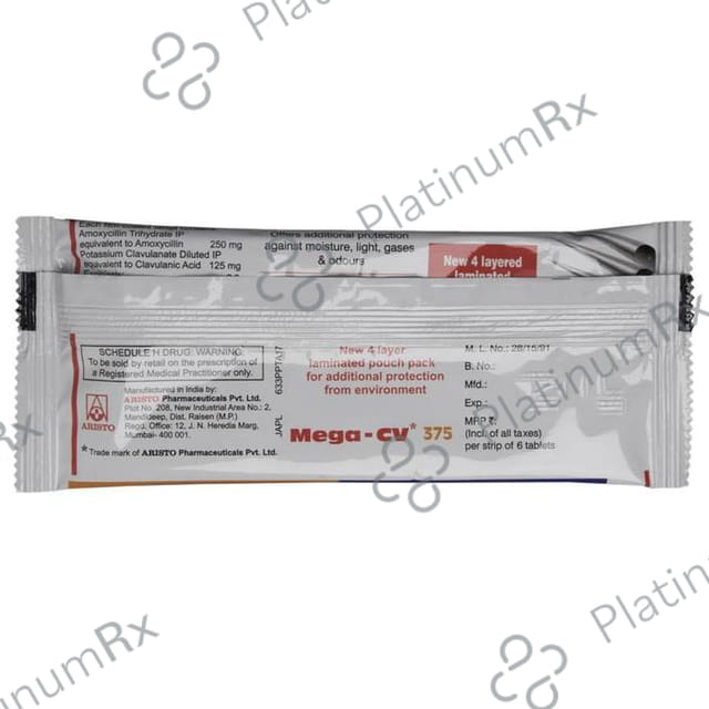 Mega CV 375 250/125mg Tablet 6s