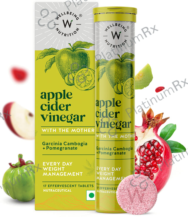 Wellbeing Nutrition Apple Cider Vinegar ACV with The Mother - Effervescent Tablet for Weight Management 1 Bottle