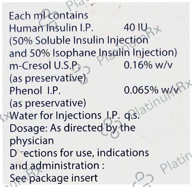 New Wosulin 50/50 (40 IU/ml) Vial 1X15ml