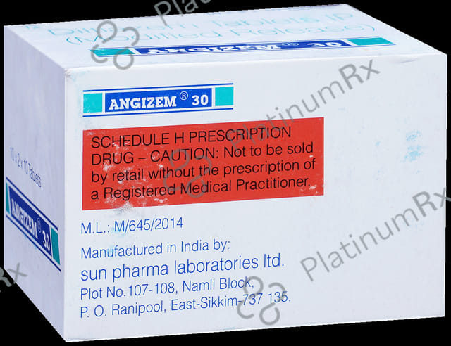 Angizem 30mg Tablet MR 10s