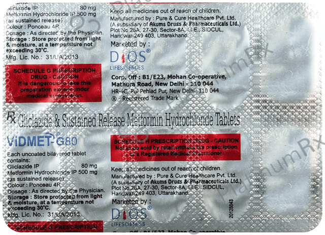 Vidmet G 80/500mg Tablet SR 10s