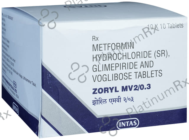 Zoryl MV 2/500/0.3mg Tablet SR 10s
