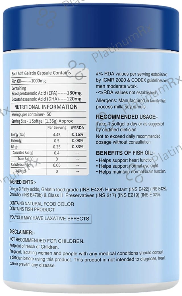 MyFitFuel Fish Oil Omega 3 1000mg Soft Gelatin Capsule