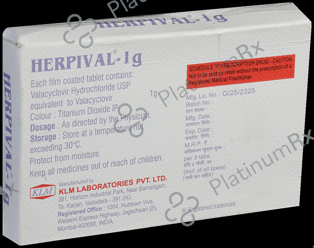 Herpival 1000mg Tablet 3s