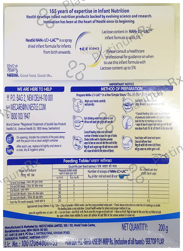 Nestle NAN LO-LAC Infant Formula Powder (Bag in Box Pack Powder
