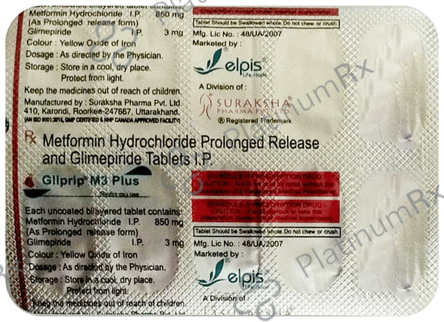 Gliprip M 3/850mg Plus Tablet PR 10s