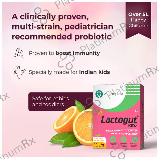 Velbiom Lactogut Kidz Sachet (1gm Each) Orange