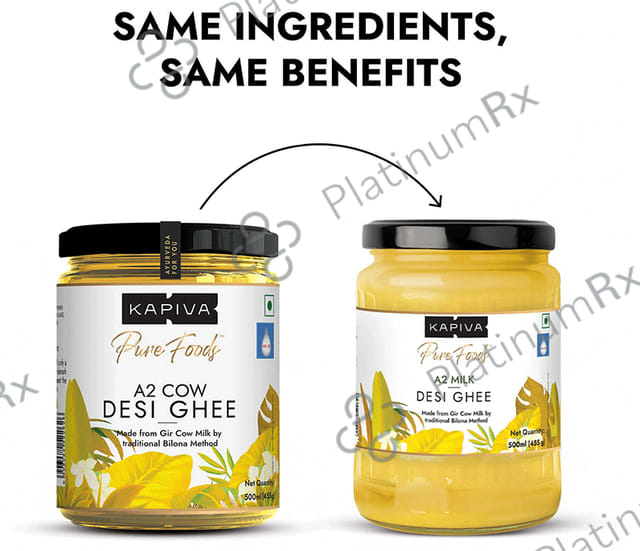 Kapiva A2 Desi Pure Foods 100% Organic Cow Ghee - Good Fats for Healthy Heart