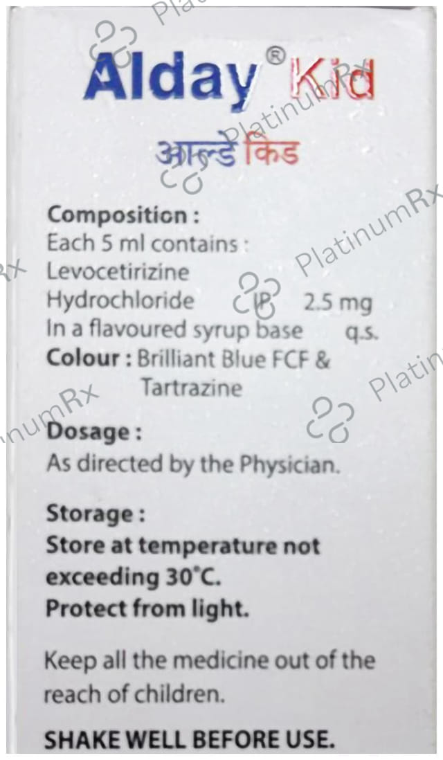 Alday Kid 2.5mg Syrup 60ml S H Pharmaceuticals Ltd.