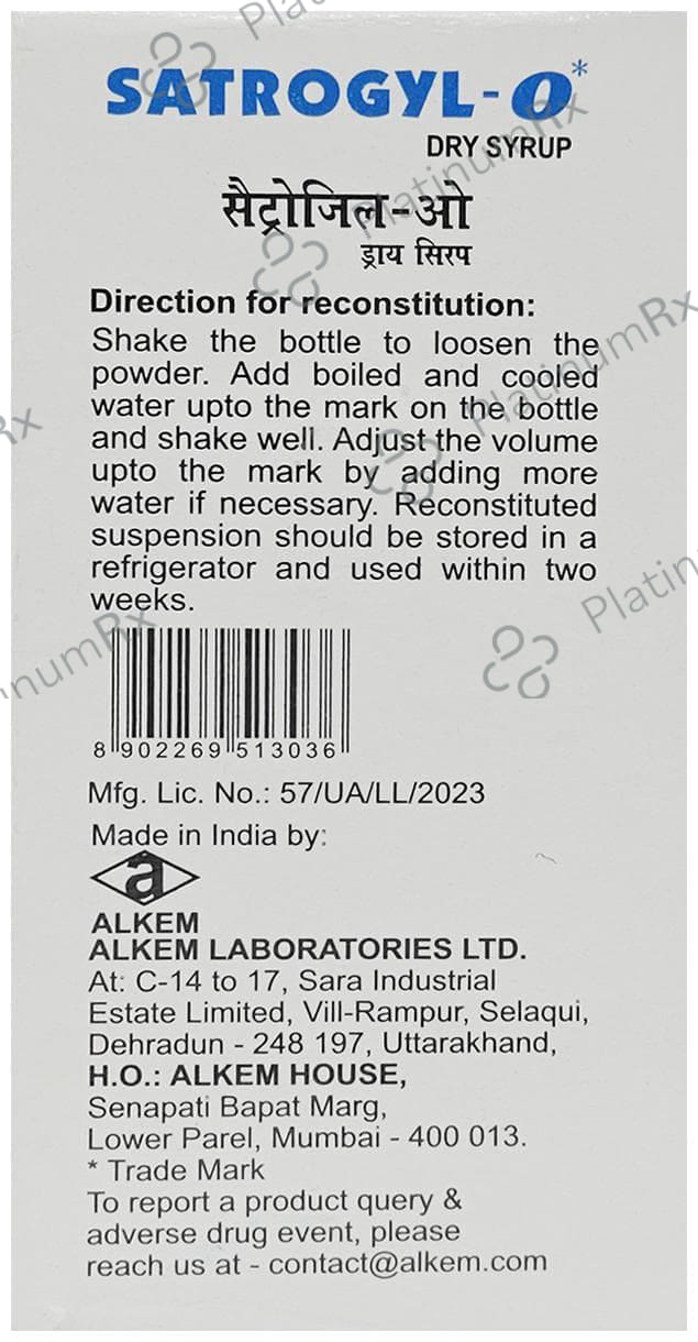 Satrogyl O 50/75mg Dry Syrup 60ml