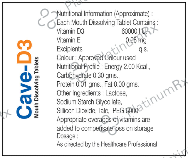 Cave-D3 Tablet MD Orange Sugar Free