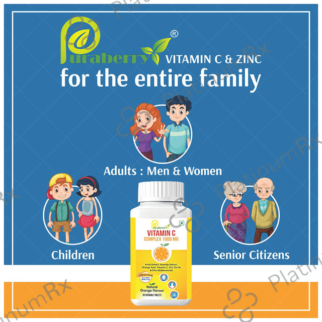 Puraberry Vitamin C Complex 1000mg Chewable Tablet Natural Orange