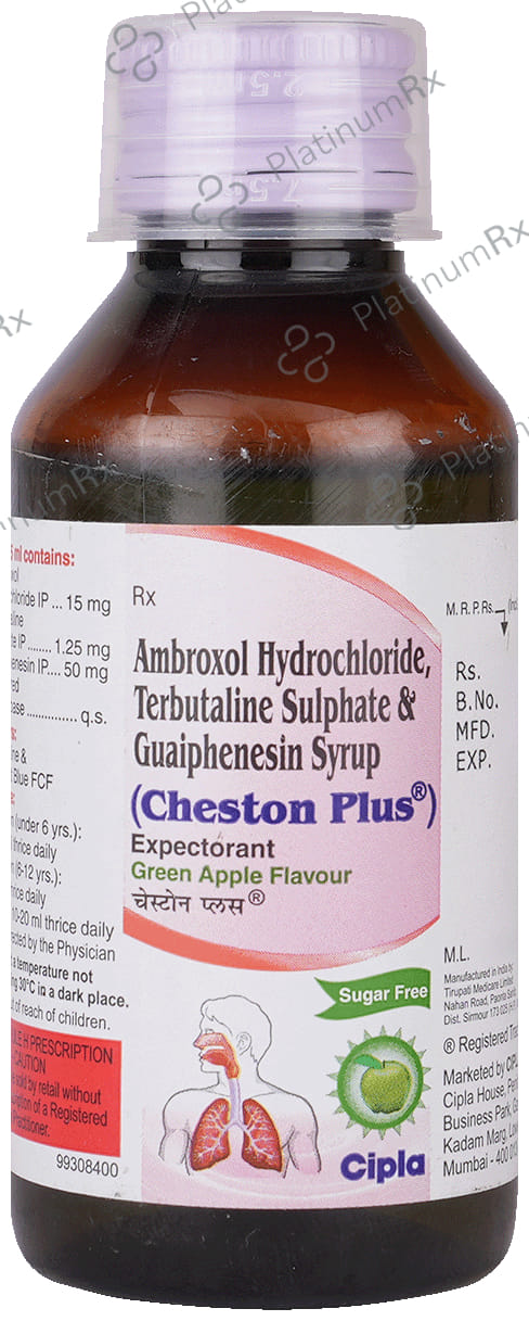 Cheston Plus Expectorant Green Apple Sugar Free 100ml