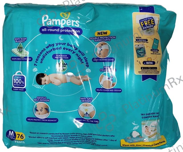 Pampers All Round Protection Anti Rash Diaper Aloevera Medium diapers 76S