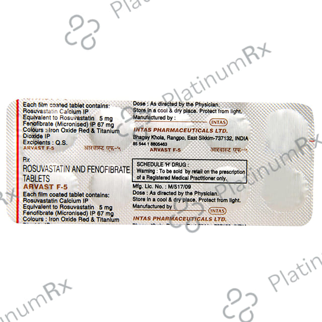 Arvast F 5/67mg Tablet 10s