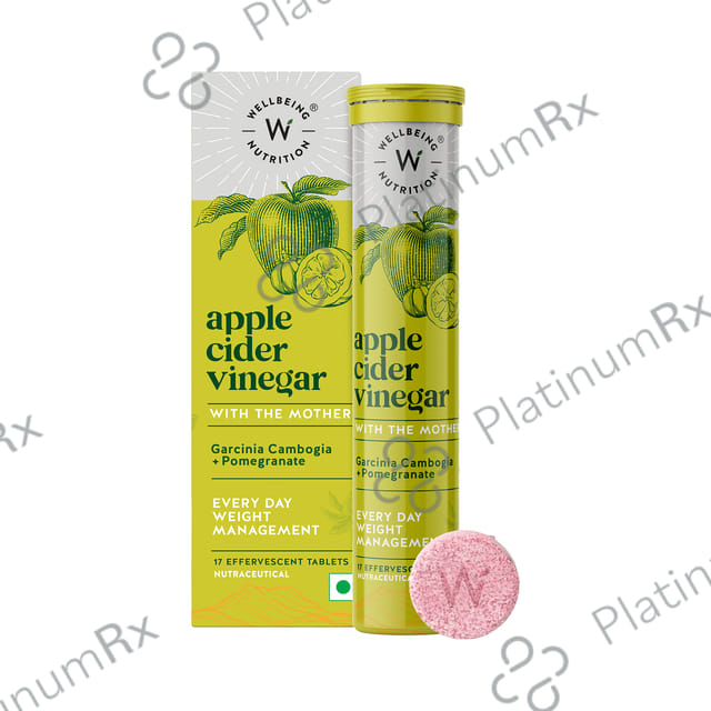 Wellbeing Nutrition Apple Cider Vinegar ACV with The Mother - Effervescent Tablet for Weight Management 1 Bottle