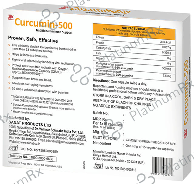 Sunova Curcumin 500 Veg Capsule 15s