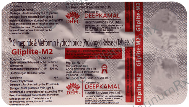 Gliplite M 2mg/500mg Tablet PR