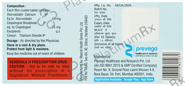 Atorvatin Cl 10/75mg Capsule 10s