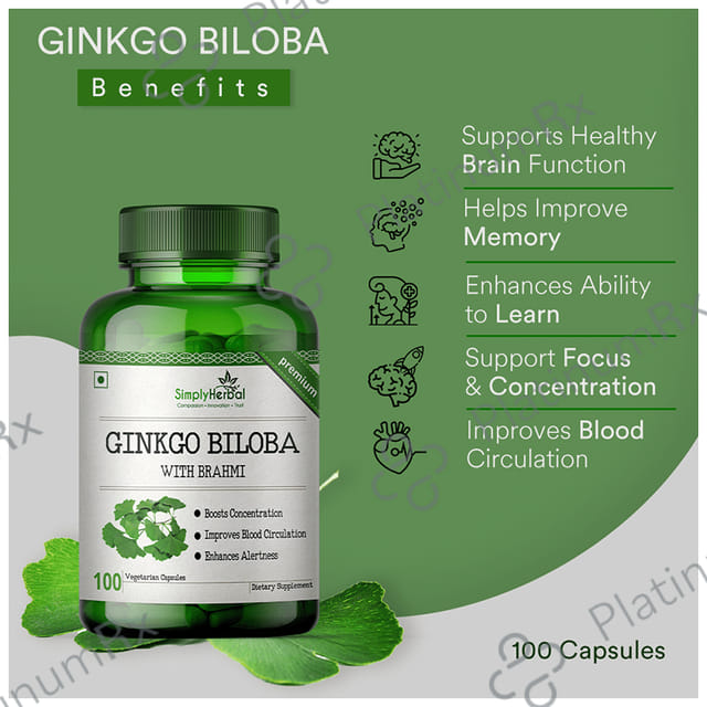 Simply Herbal Ginko Biloba with Brahmi Vegetarian Capsule 100s