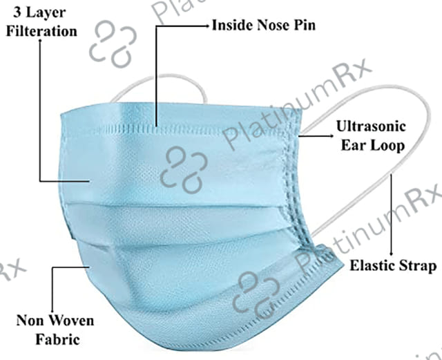 Clear & Sure 3 Ply Surgical Face Mask with Adjustable Nose Pin Blue 50 masks