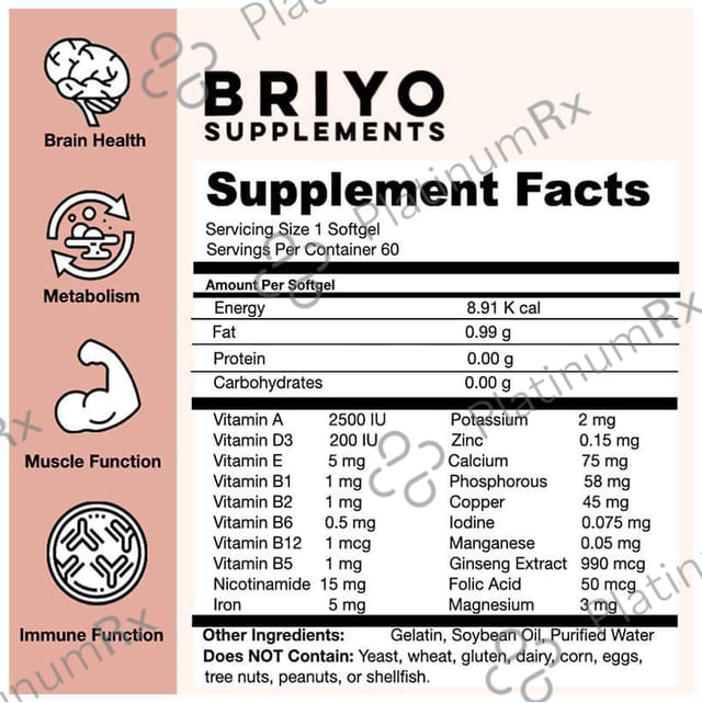 Briyo Multivitamin & Minerals with Ginseng Softgel Capsule