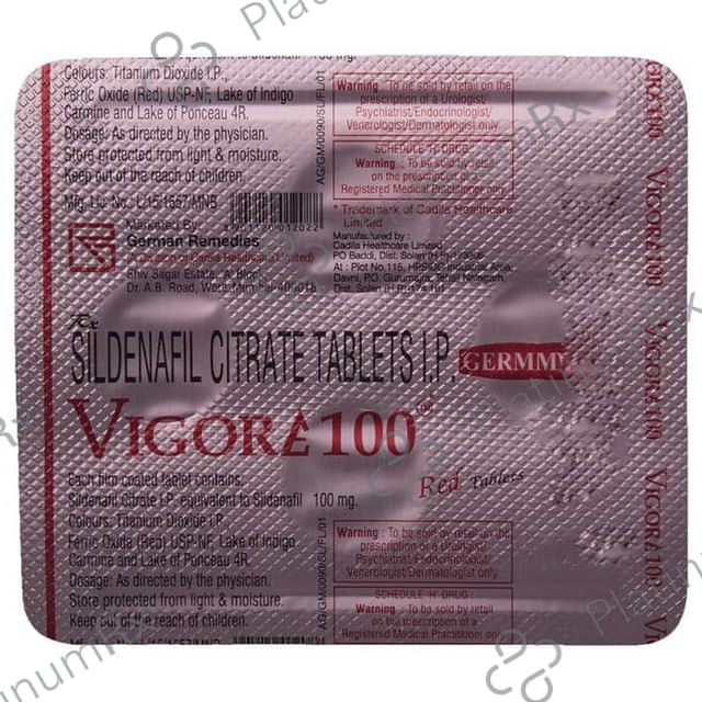 Vigore 100mg Red Tablet 4s
