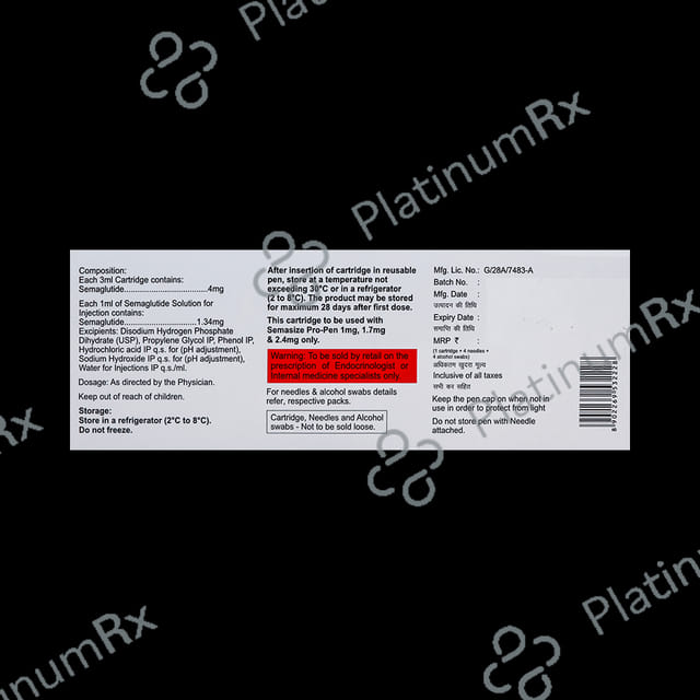 Semasize 1mg Solution for Injection (1 Cartridge,4 Needle,4 Alcohol Swab)