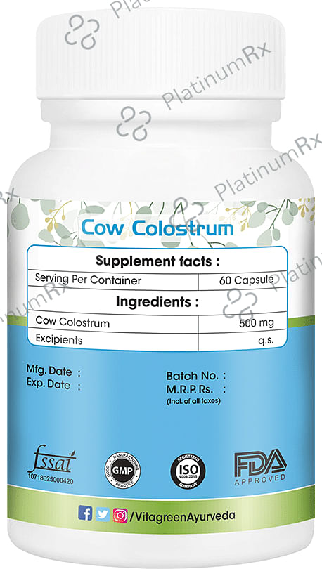 Vitagreen Cow Colostrum 500mg Capsule