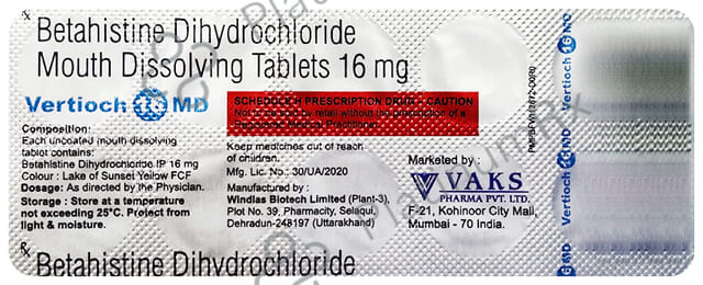 Vertioch 16mg MD Tablet 10s