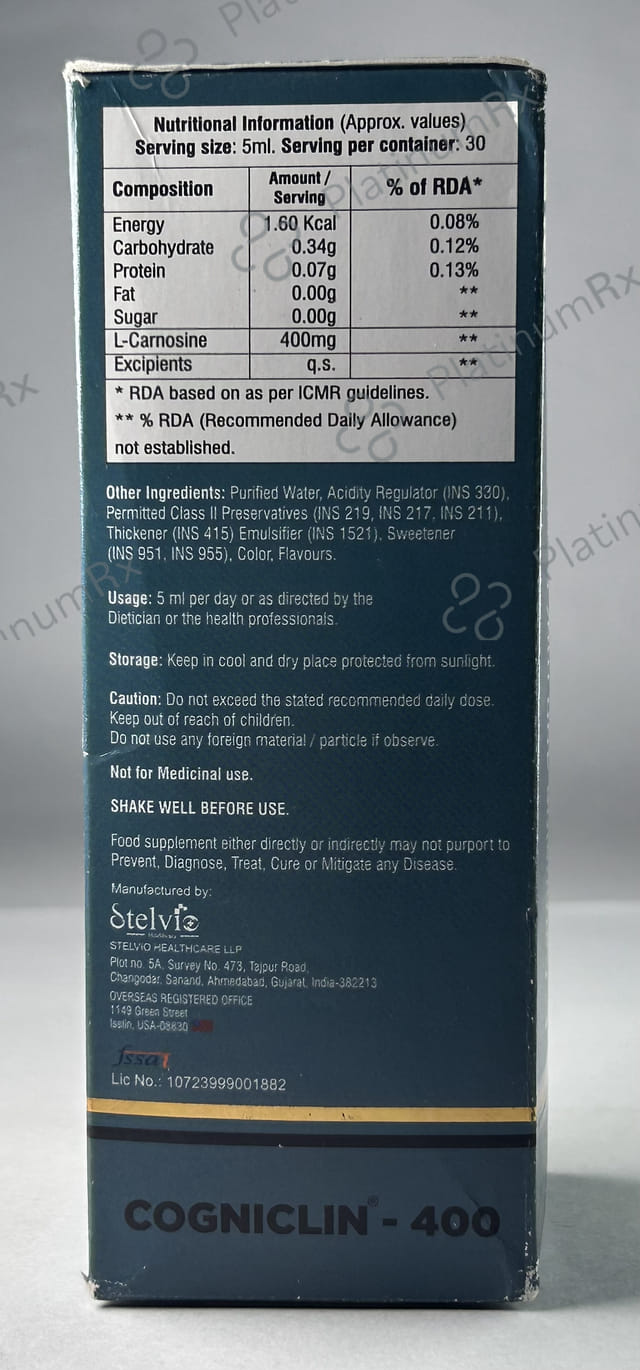 Cogniclin 400mg Suger free Syrup 150ml