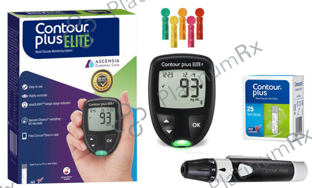 Contour Plus Elite Blood Glucose Monitoring System (Blood Glucose Test Strips Free) 1s