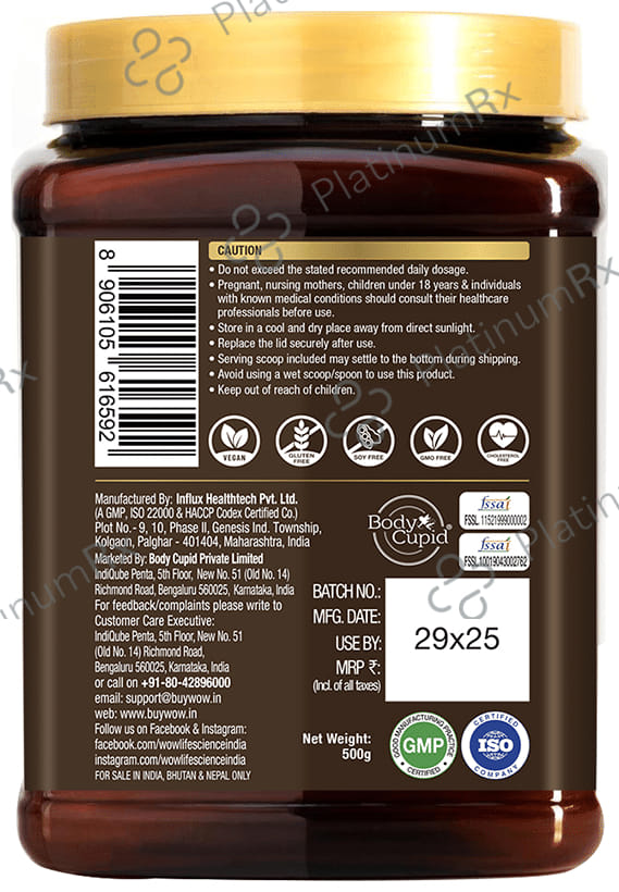 WOW Life Science Plant Based Protein Powder Chocolate 500 gm