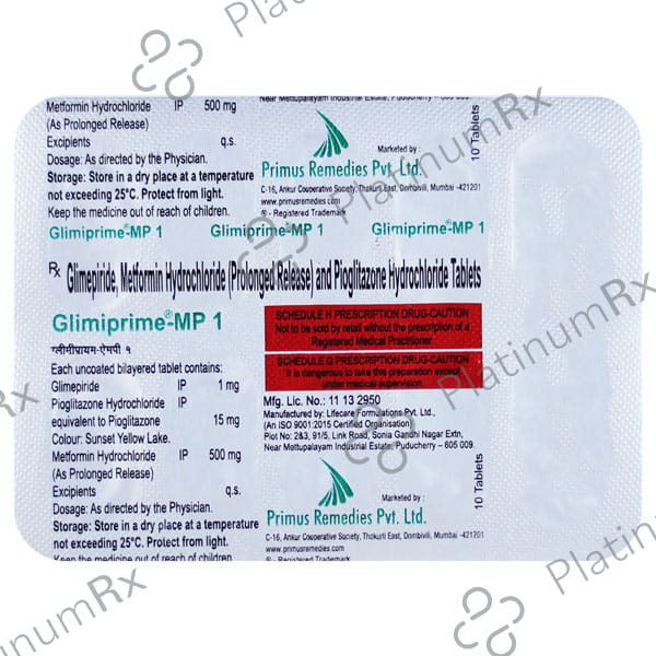 Gliminyle MP 1/500/15mg Tablet ER 15s