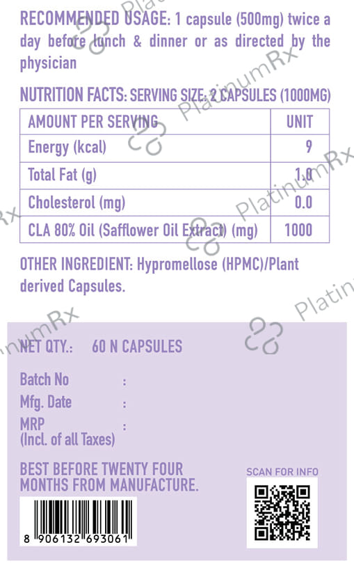 Dr. Morepen CLA 1000 80% Conjugated Linoleic Acid Veg Capsule