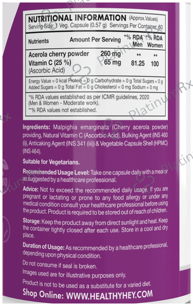 HealthyHey Nutrition Naturally Derived Vitamin C Vegetable Capsule