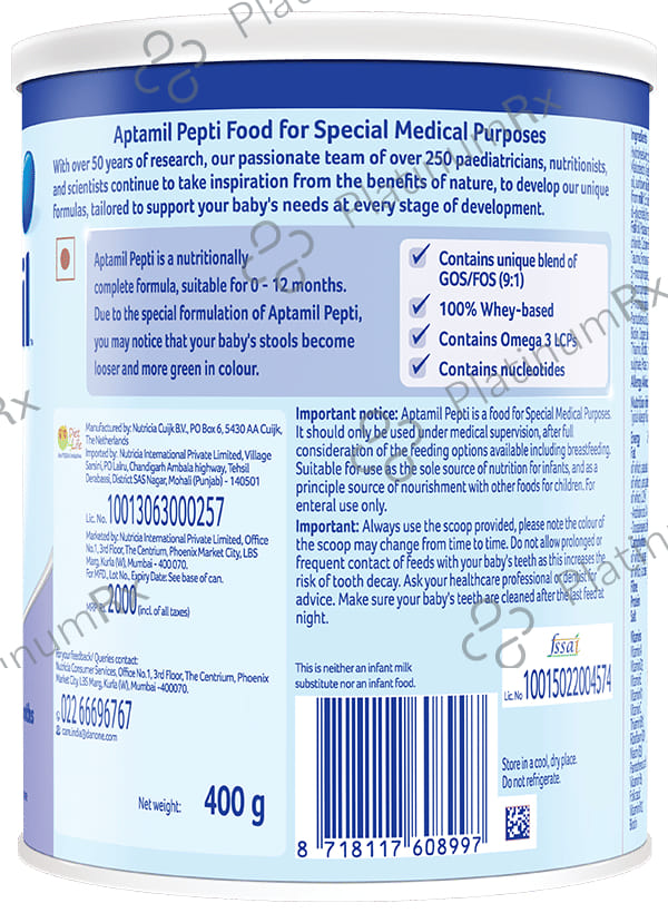 Aptamil Pepti Extensively Hydrolysed (0 to12 Months) Powder 400gm