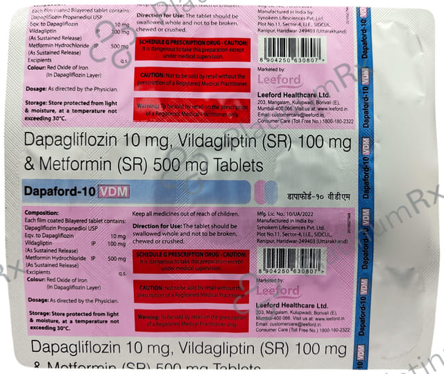 Dapaford VDM 10mg/500mg/100mg Tablet SR