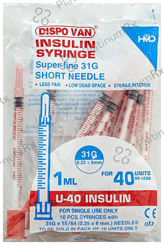 Dispovan U-40 Insulin Syringe Unitpack 10 syringes