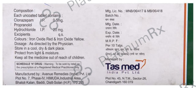 Clotas Plus 0.5/20mg Tablet 10s