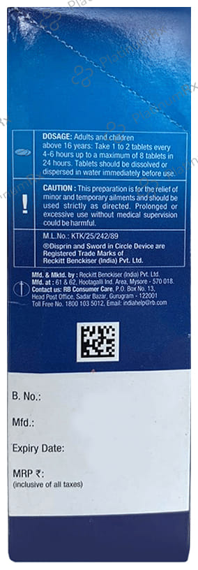 Disprin Regular 325mg Effervescent Tablet 10s