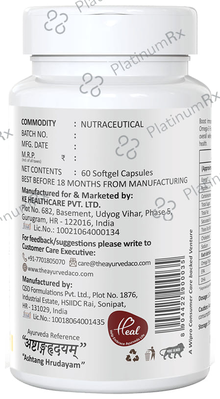TAC The Ayurveda Co Omega 3 Fish Oil Softgel Capsule 60s