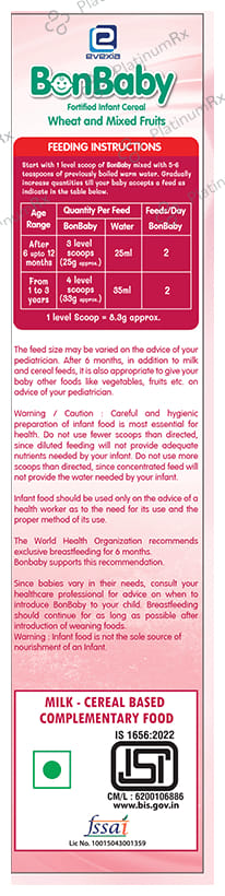 Evexia Bonbaby Fortified Infant Cereal (12 Month Onwards) - Wheat & Mixed Fruit