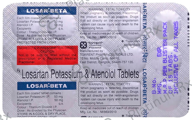 Losar Beta 50/50mg Tablet 15s