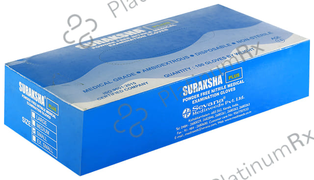 Suraksha Plus Powder Free Nitrile Medical Examination Glove Medium 100s