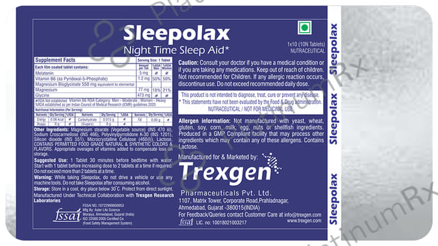 Trexgen Sleepolax Sleep Aid Tablet