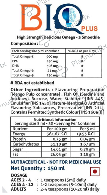 BIQ Plus Syrup 150ml