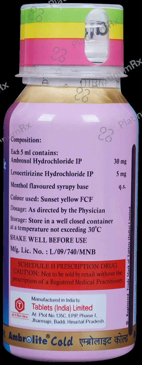 Ambrolite 30mg Cold Syrup 60ml
