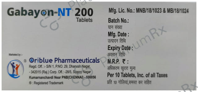 Gabayon NT 200/10mg Tablet 10s